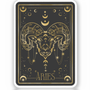 Zodiac Black & Gold Aries Astrologischer Aufkleber