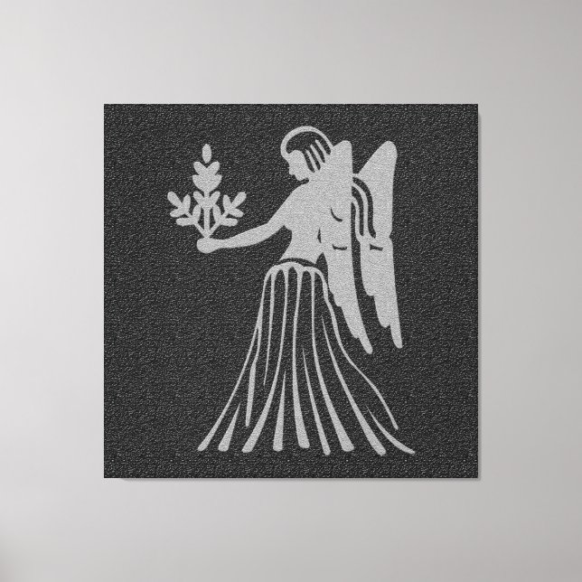 Zodiac Black und Grau Angel Star Sign Virgo Leinwanddruck (Vorderseite)