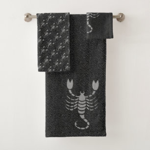 Zodiac Black und Gray Scorpion Star Sign Scorpio Badhandtuch Set