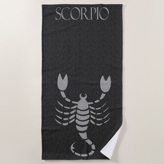 Zodiac Black und Gray Scorpion Star Sign Scorpio Strandtuch (Vorderseite)