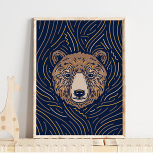 Zodiac Brown Bär Animal Print Wolf Print Poster