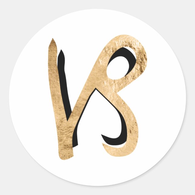 Zodiac Capricorn Astrologie Symbol Gold schwarz Runder Aufkleber (Vorderseite)