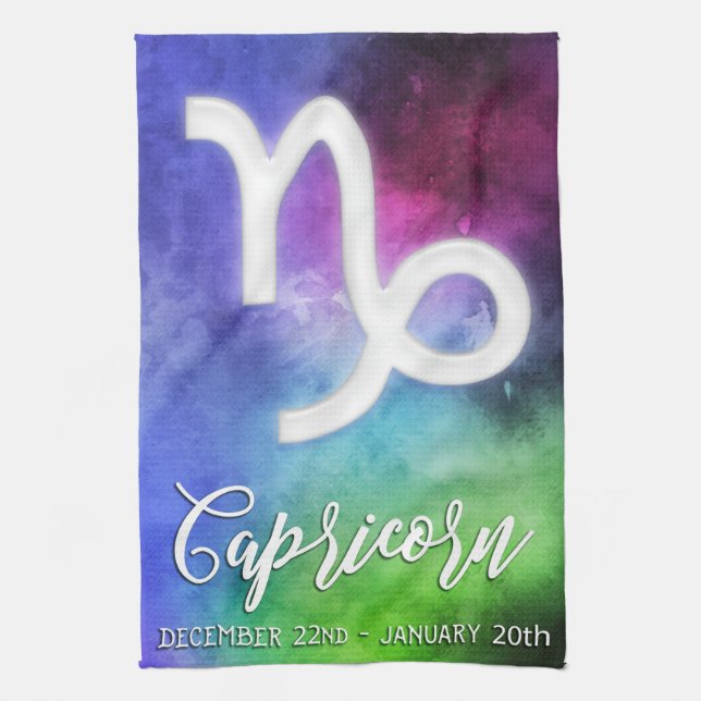 Zodiac: Capricorn-Daten Geschirrtuch (Vertikal)