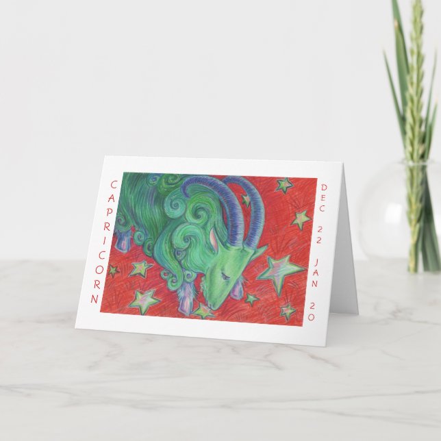 Zodiac Capricorn 'Happy Birthday' Karte weiß (Vorderseite)
