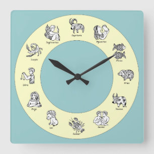 Zodiac Cartoon-Symbol-Zeichnung Quadratische Wanduhr