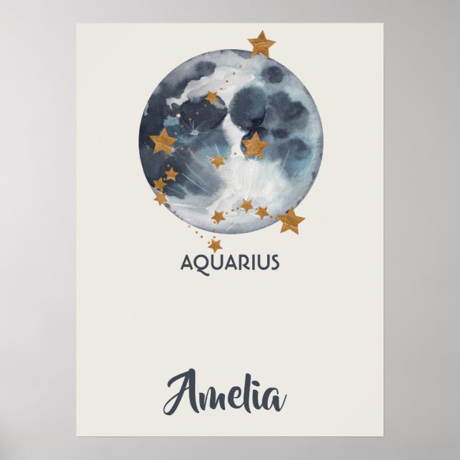 Zodiac Celestial Aquarius Kinderzimmer Wine tastin Poster (Vorne)