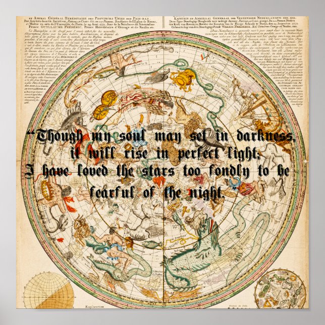 Zodiac Celestial Karte Astrologie Sterne Zitat Kun Poster (Vorne)