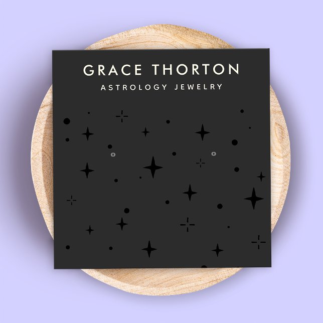 Zodiac Celestial Star Black Earring Quadratische Visitenkarte (Von Creator hochgeladen)