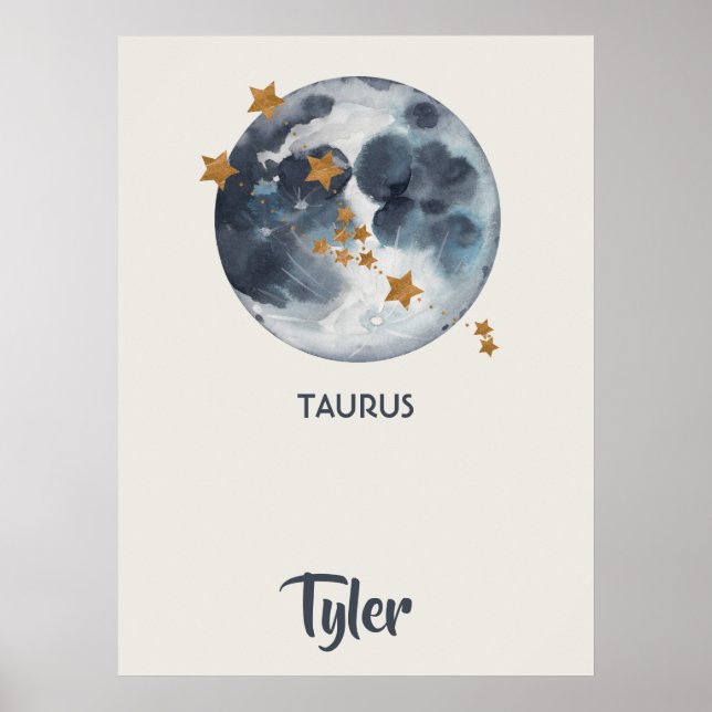 Zodiac Celestial Taurus Kinderzimmer Kunst, Dichtu Poster (Vorne)