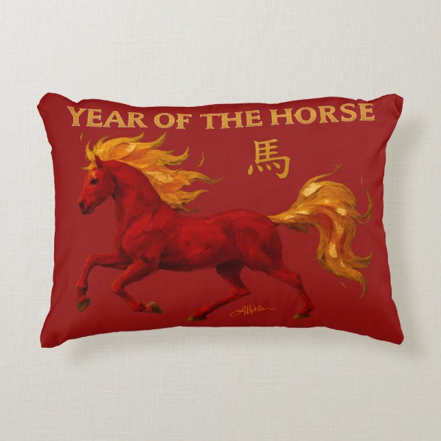Zodiac Chinese New Year 2026 Yang Fire Horse Dekokissen (Vorderseite)