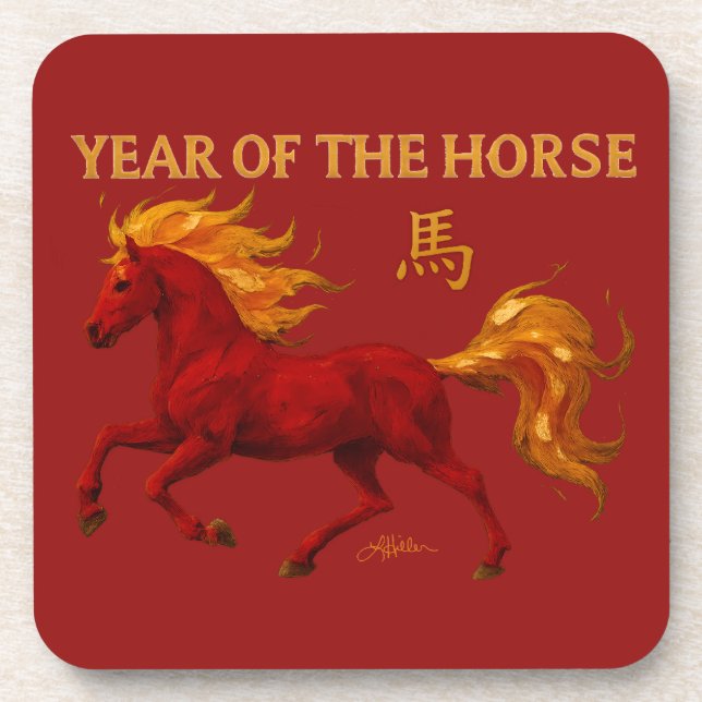 Zodiac Chinese New Year 2026 Yang Fire Horse Getränkeuntersetzer (Vorderseite)