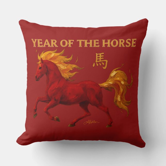 Zodiac Chinese New Year 2026 Yang Fire Horse Kissen (Vorderseite)