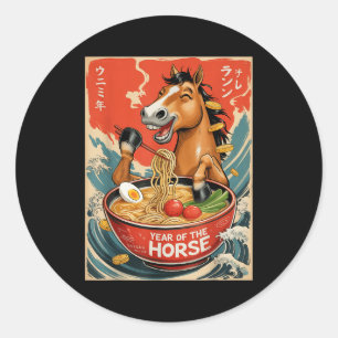 Zodiac Chinesisches Neujahr des Pferdes 2026 Ramen Runder Aufkleber