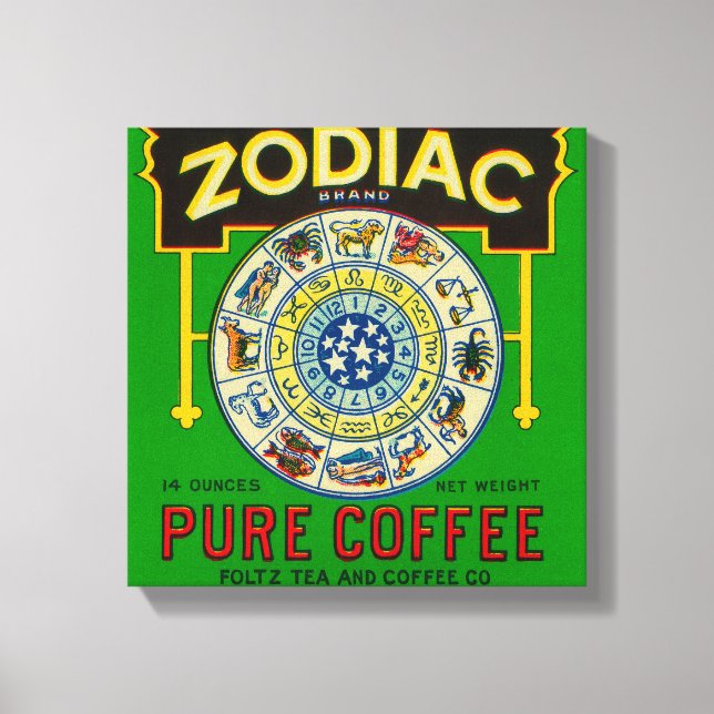 Zodiac Coffee LabelNew Orleans, LA Leinwanddruck (Vorderseite)