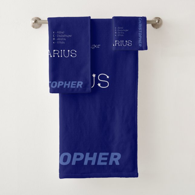 Zodiac Constellation Aquarius Badhandtuch Set (Insitu)