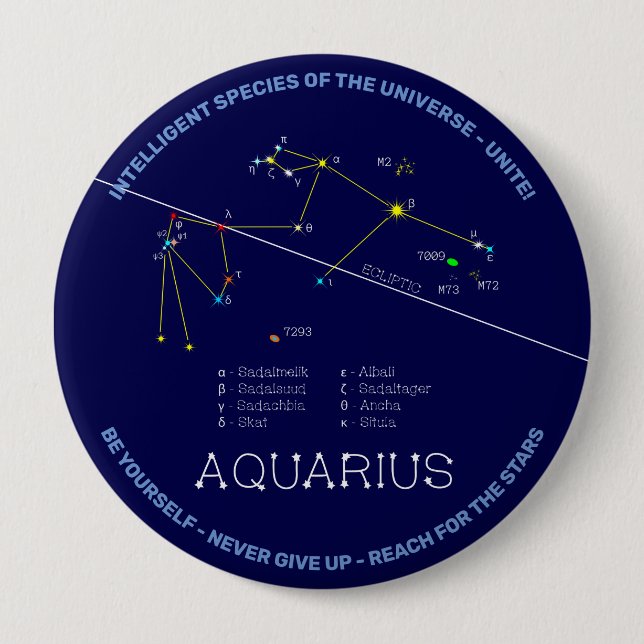Zodiac Constellation Aquarius Button (Vorderseite)