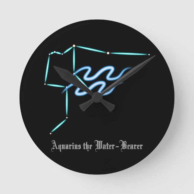 Zodiac Constellation Aquarius Runduhr Runde Wanduhr (Vorderseite)