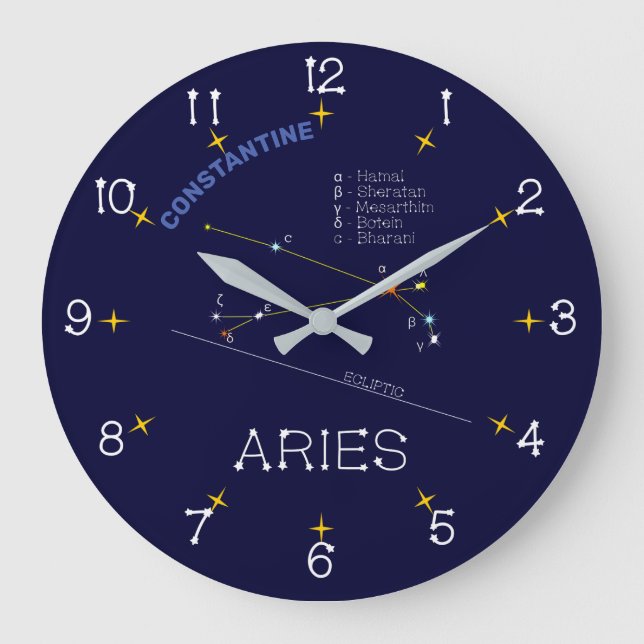 Zodiac Constellation Aries Große Wanduhr (Vorderseite)