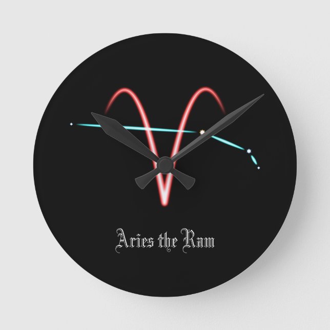Zodiac Constellation Aries Round Clock Runde Wanduhr (Vorderseite)