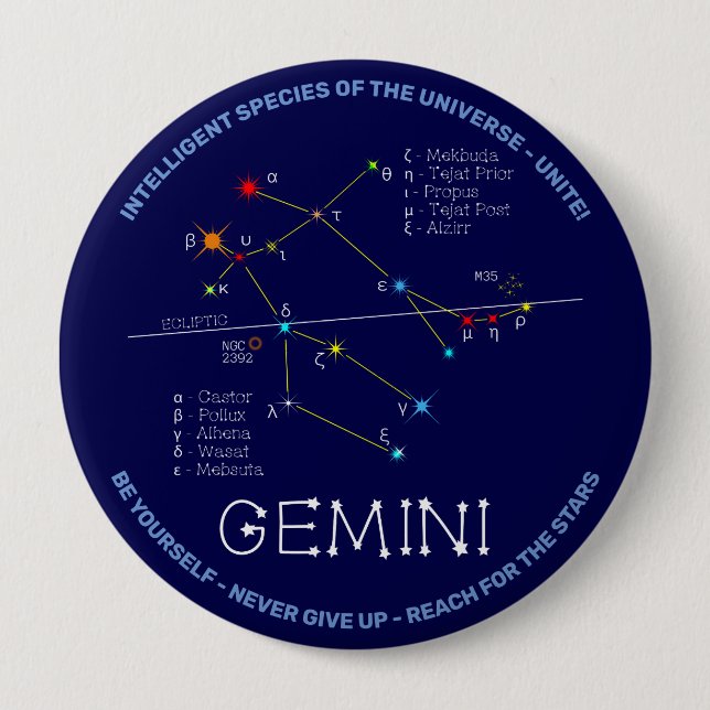 Zodiac Constellation Gemini Button (Vorderseite)