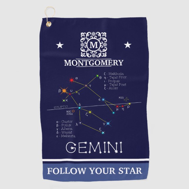 Zodiac Constellation Gemini Golfhandtuch (Vorderseite)