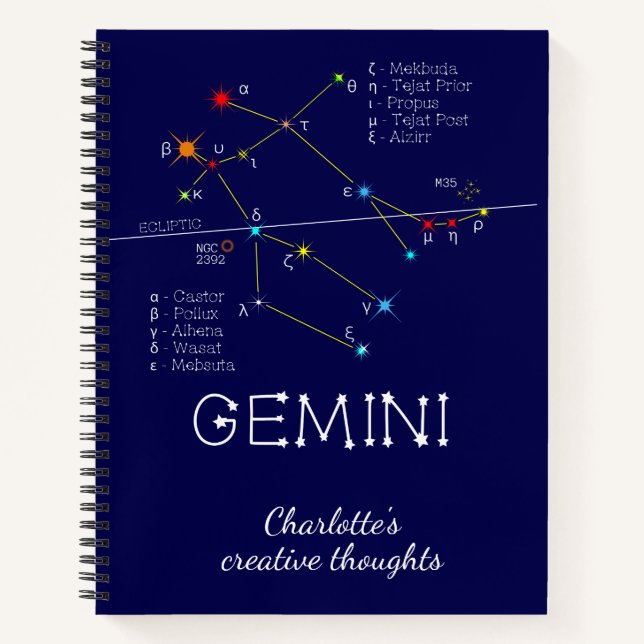 Zodiac Constellation Gemini Notizbuch (Vorderseite)
