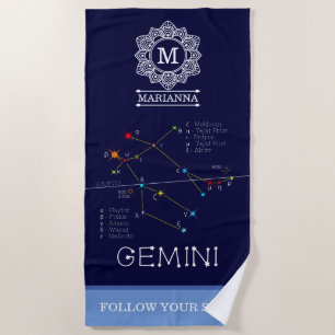 Zodiac Constellation Gemini Strandtuch