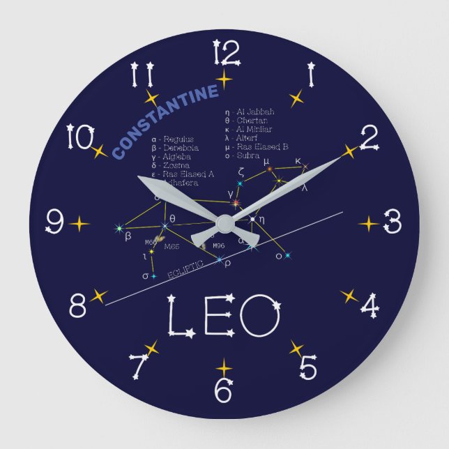 Zodiac Constellation Leo Große Wanduhr (Vorderseite)