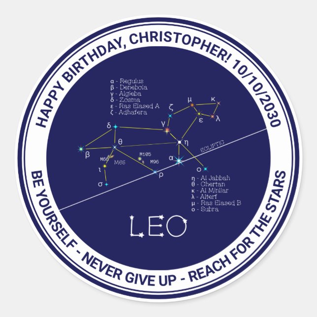 Zodiac Constellation Leo Runder Aufkleber (Vorderseite)