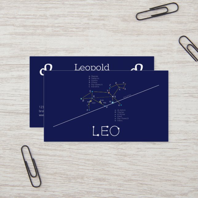 Zodiac Constellation Leo Visitenkarte (Vorderseite/Rückseite Beispiel)
