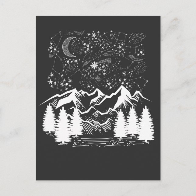 Zodiac Constellation Night Stars Mountains Postkarte (Vorderseite)