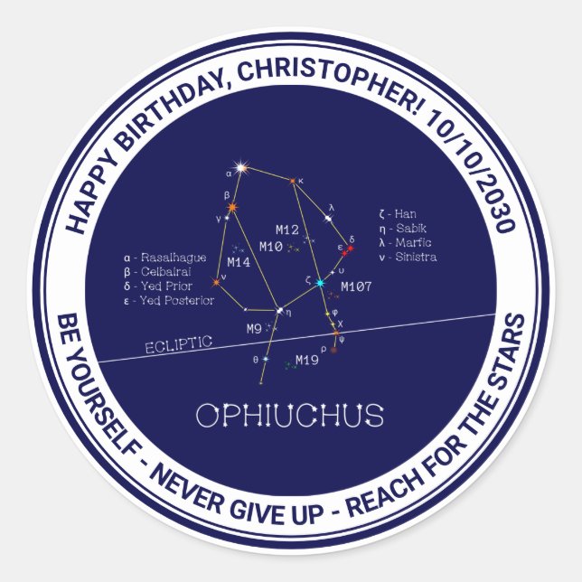 Zodiac Constellation Ophiuchus Runder Aufkleber (Vorderseite)