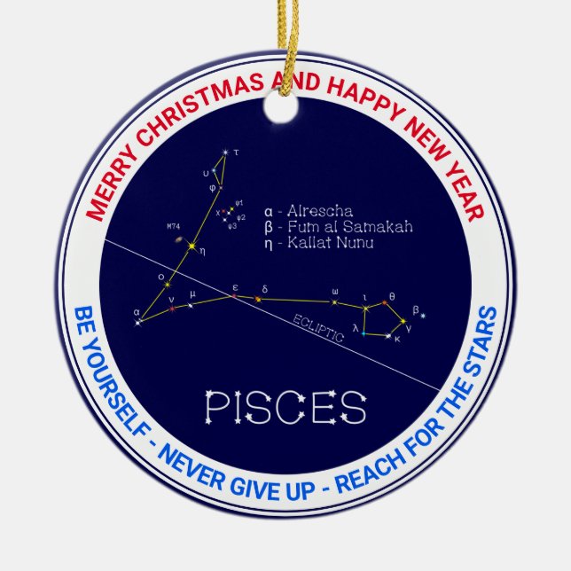 Zodiac Constellation Pisces Keramik Ornament (Vorne)