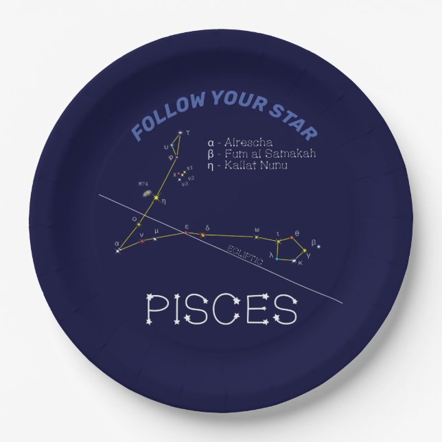 Zodiac Constellation Pisces Pappteller (Vorderseite)