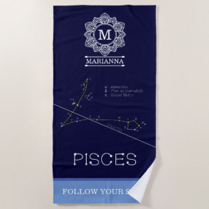 Zodiac Constellation Pisces Strandtuch