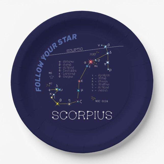 Zodiac Constellation Scorpius Pappteller (Vorderseite)