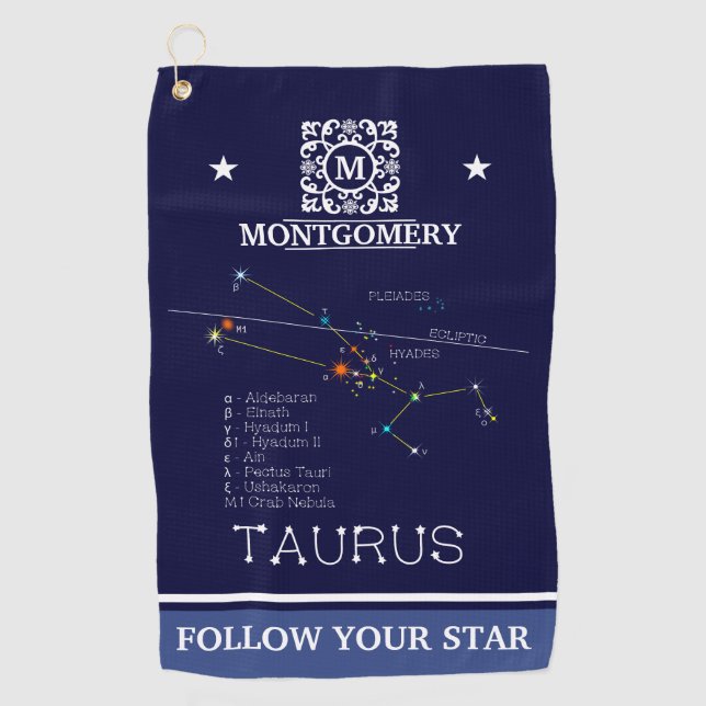 Zodiac Constellation Taurus Golfhandtuch (Vorderseite)