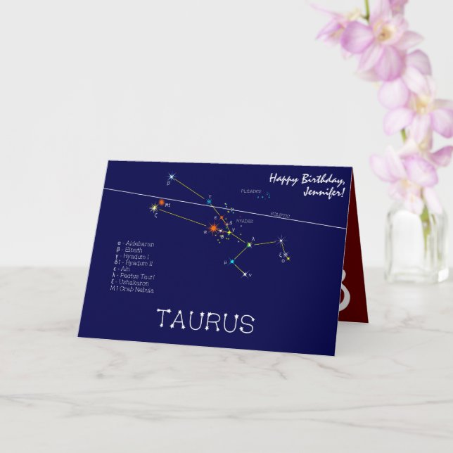 Zodiac Constellation Taurus Karte (Orchidee)
