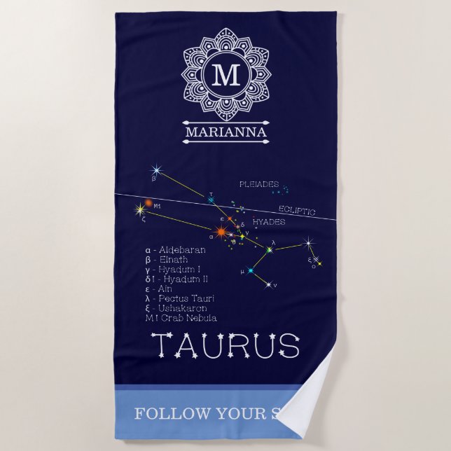 Zodiac Constellation Taurus Strandtuch (Vorderseite)
