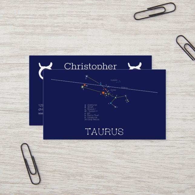 Zodiac Constellation Taurus Visitenkarte (Vorderseite/Rückseite Beispiel)