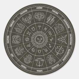 Zodiac Constellation Wheel Runder Aufkleber