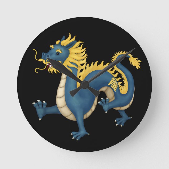 Zodiac Dragon Astrologie-Zeichen Runde Wanduhr (Vorderseite)