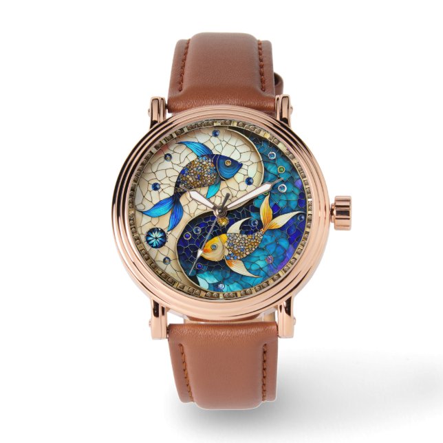 Zodiac - Fische Fischjin und Yang Armbanduhr (Vorderseite)