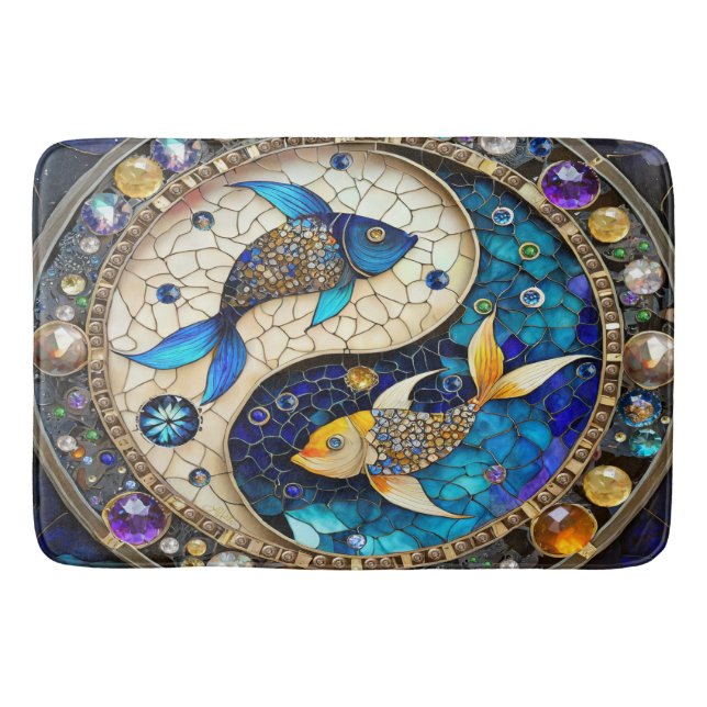 Zodiac - Fische Fischjin und Yang Badematte (Vorderseite)