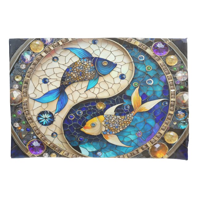 Zodiac - Fische Fischjin und Yang Kissenbezug (Vorderseite)
