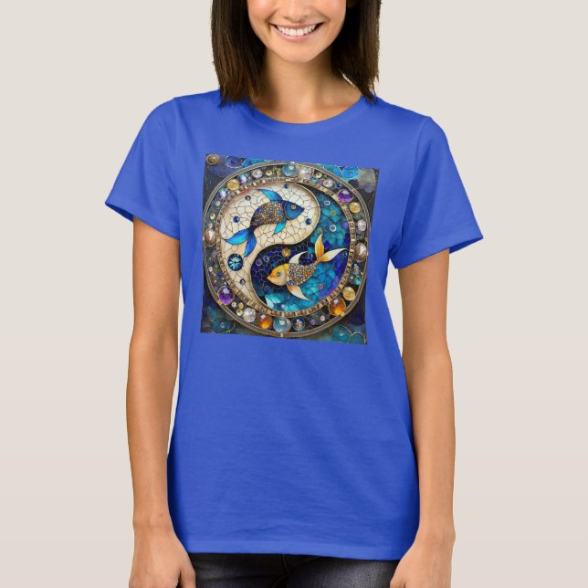 Zodiac - Fische Fischjin und Yang T-Shirt (Vorderseite)