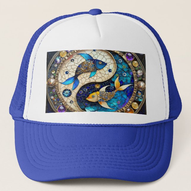 Zodiac - Fische Fischjin und Yang Truckerkappe (Vorderseite)