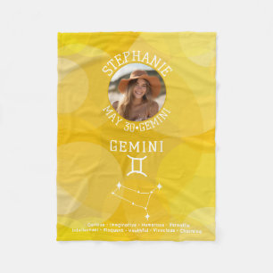 Zodiac Gemini Custom Birthday Foto Astrologie Fleecedecke