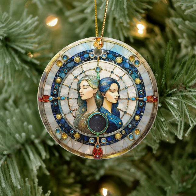 Zodiac - Gemini Die Zwillinge Keramik Ornament (Baum)