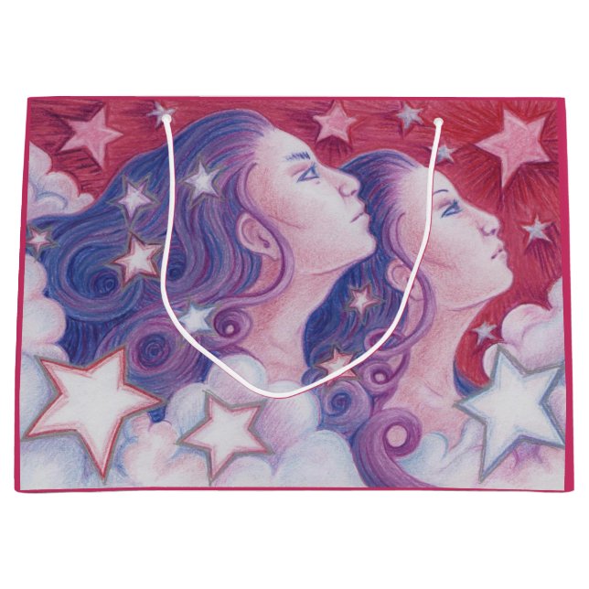 Zodiac Gemini Geschenktasche groß Große Geschenktüte (Vorderseite)